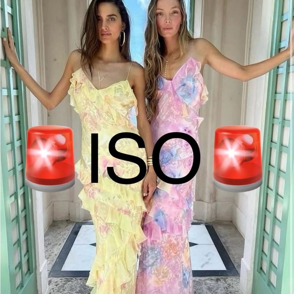 🚨MAJOR MAJOR ISO🚨 loveshackfancy rialto ruffled maxi dress in pink or yellow